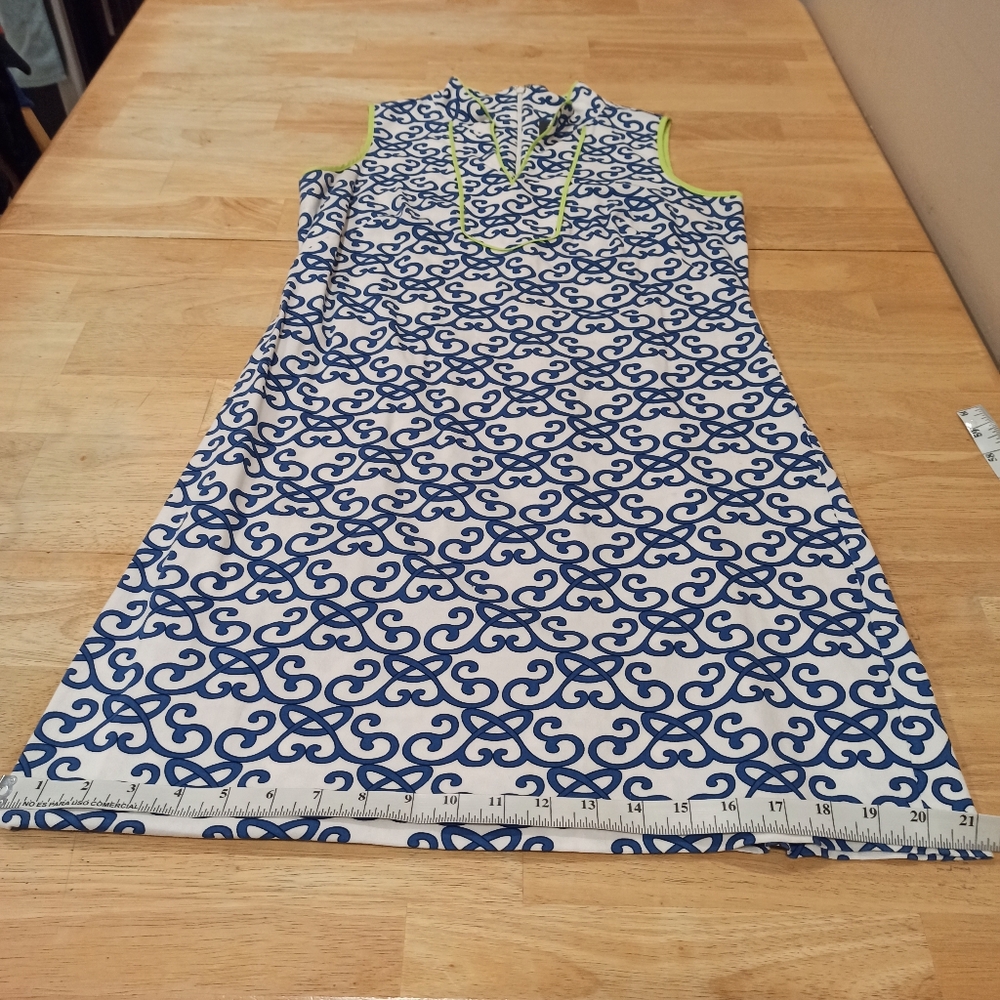 Vince Camuto Navy Blue White Print Sleeveless Cotton Dress Size 6 - Picture 12 of 16